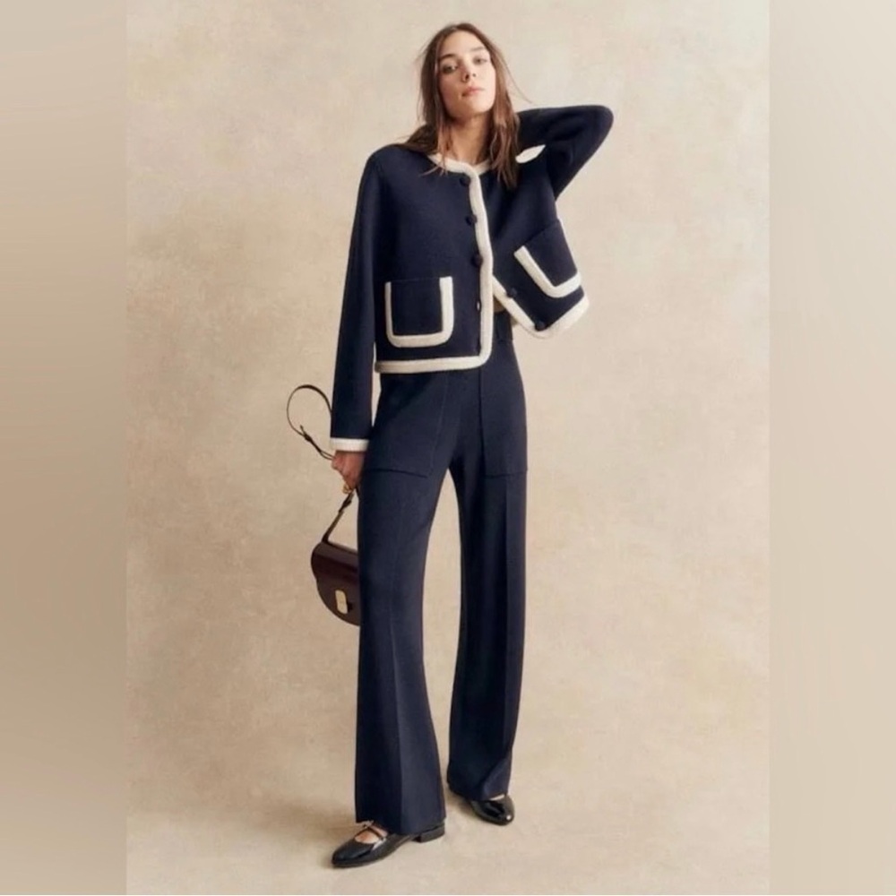 Sezane Navy Marius Trousers